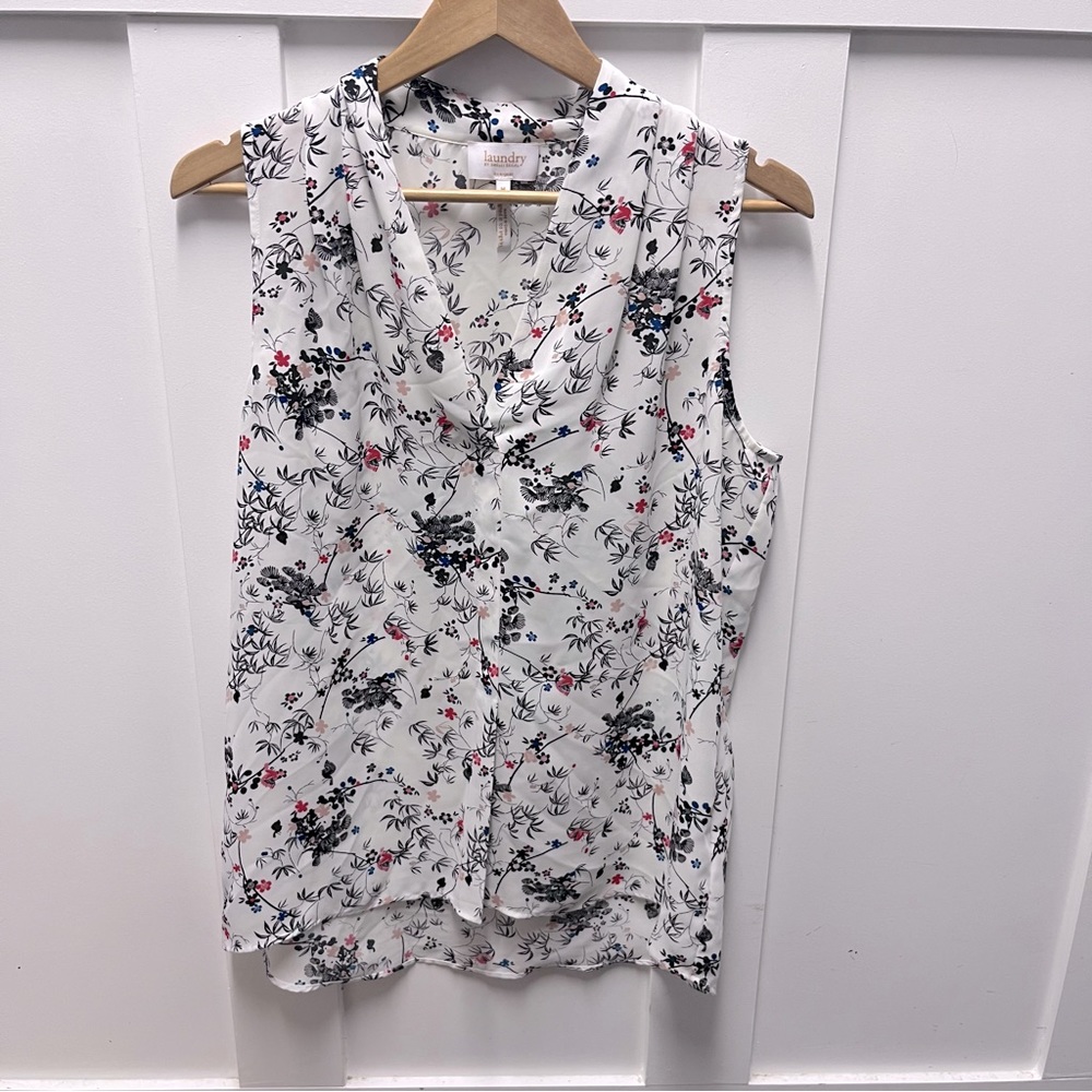 Laundry white floral blouse size M